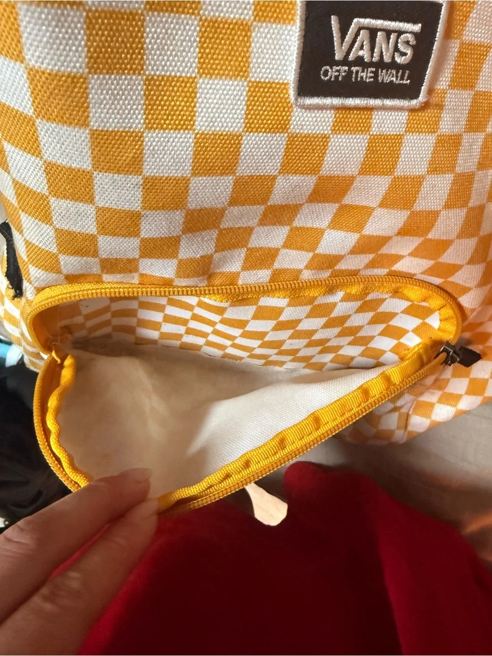 Vans Yellow and White Checkerboard Backpack